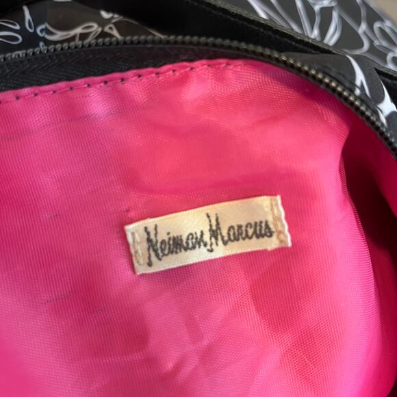 Neiman Marcus Black White floral pink lined tote bag womens lightweight reusable - Picture 7 of 7